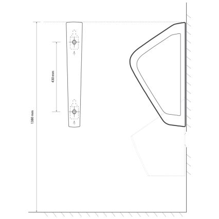 EcoStep 33001 - Urinal partition 57,5x36 cm ceramic/white