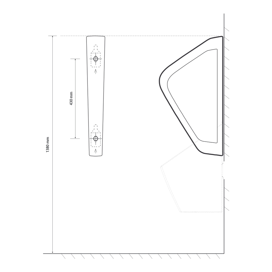 EcoStep 33001 - Urinal partition 57,5x36 cm ceramic/white
