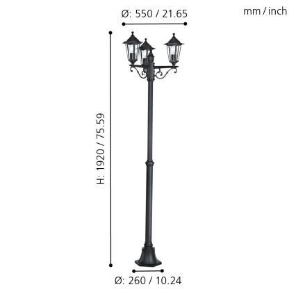 EGLO - Outdoor lamp 3xE27/60W/230V IP44