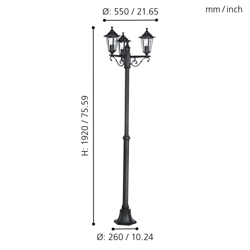 EGLO - Outdoor lamp 3xE27/60W/230V IP44