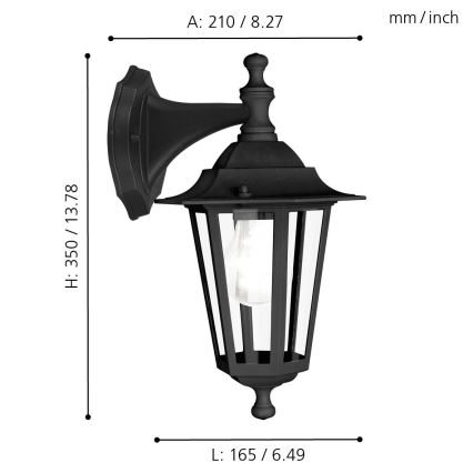 Eglo - Outdoor wall light 1xE27/60W black