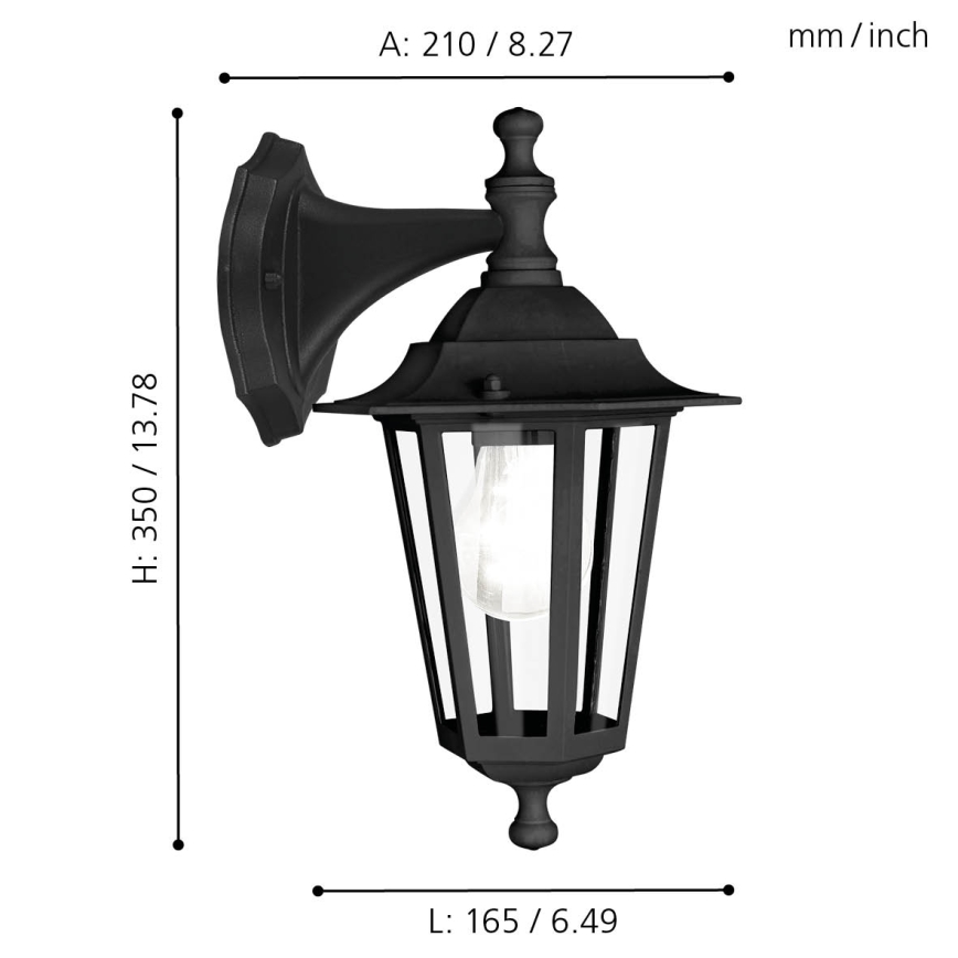 Eglo - Outdoor wall light 1xE27/60W black