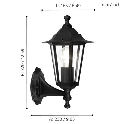 Eglo - Outdoor wall light 1xE27/60W black