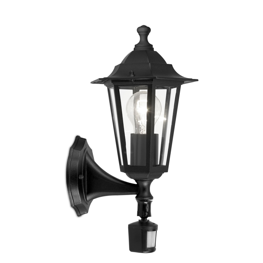 EGLO -  Outdoor wall light with a sensor 1xE27/60W black