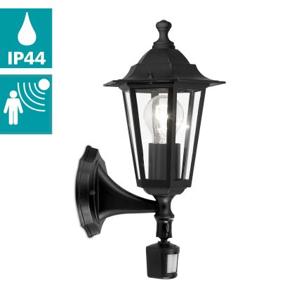 EGLO -  Outdoor wall light with a sensor 1xE27/60W black