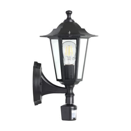 EGLO -  Outdoor wall light with a sensor 1xE27/60W black