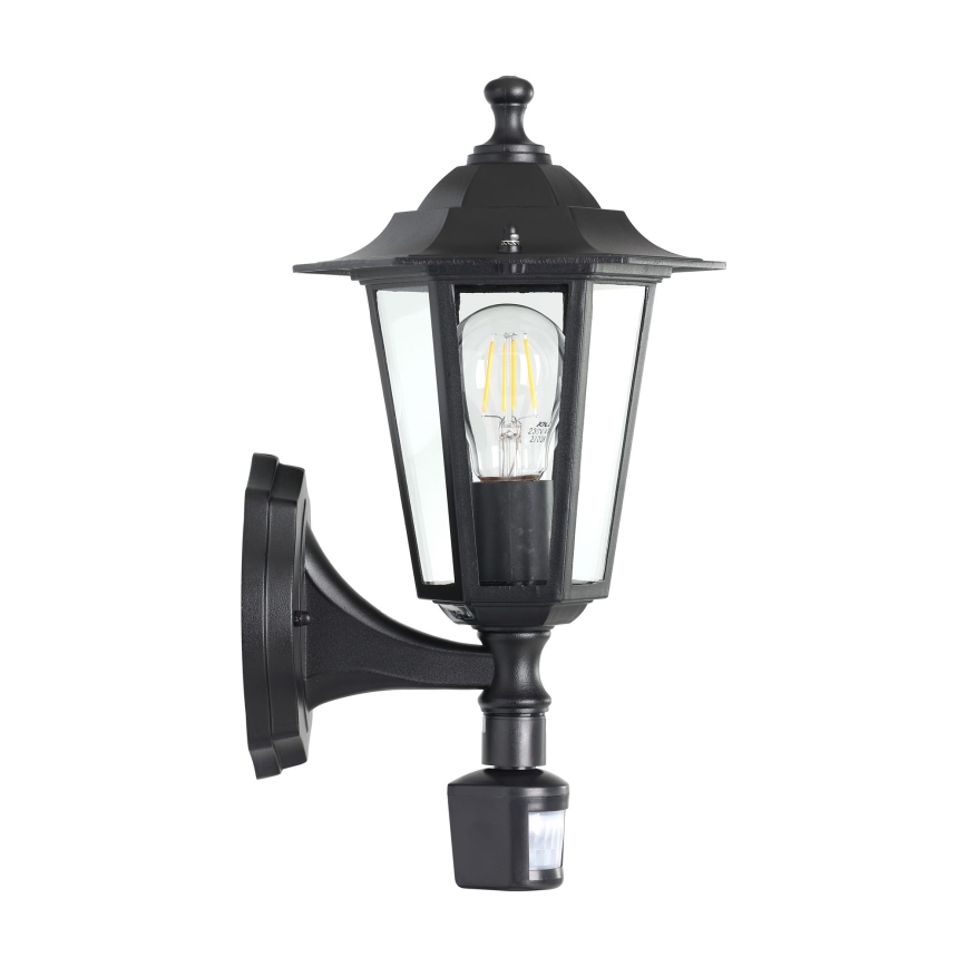 EGLO -  Outdoor wall light with a sensor 1xE27/60W black