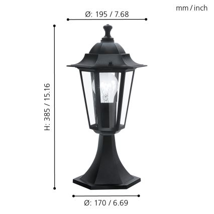 Eglo - Outdoor lamp 1xE27/60W black IP44