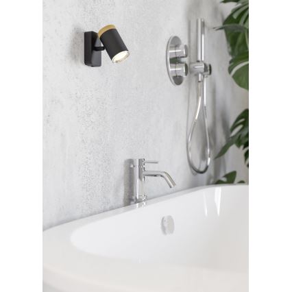 Eglo - Bathroom wall-mounted spotlight 1x GU10/3W/230V IP44 black/beige