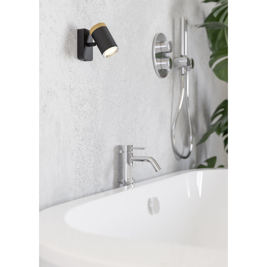 Eglo - Bathroom wall-mounted spotlight 1x GU10/3W/230V IP44 black/beige