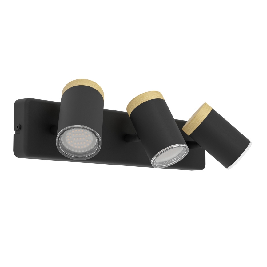 Eglo - Bathroom spotlight 3xGU10/3W/230V IP44 black/beige