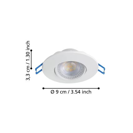 Eglo - Set of 3 LED recessed ceiling lights LED/4,9W/230V 2700/4000/6500K dia. 9 cm white