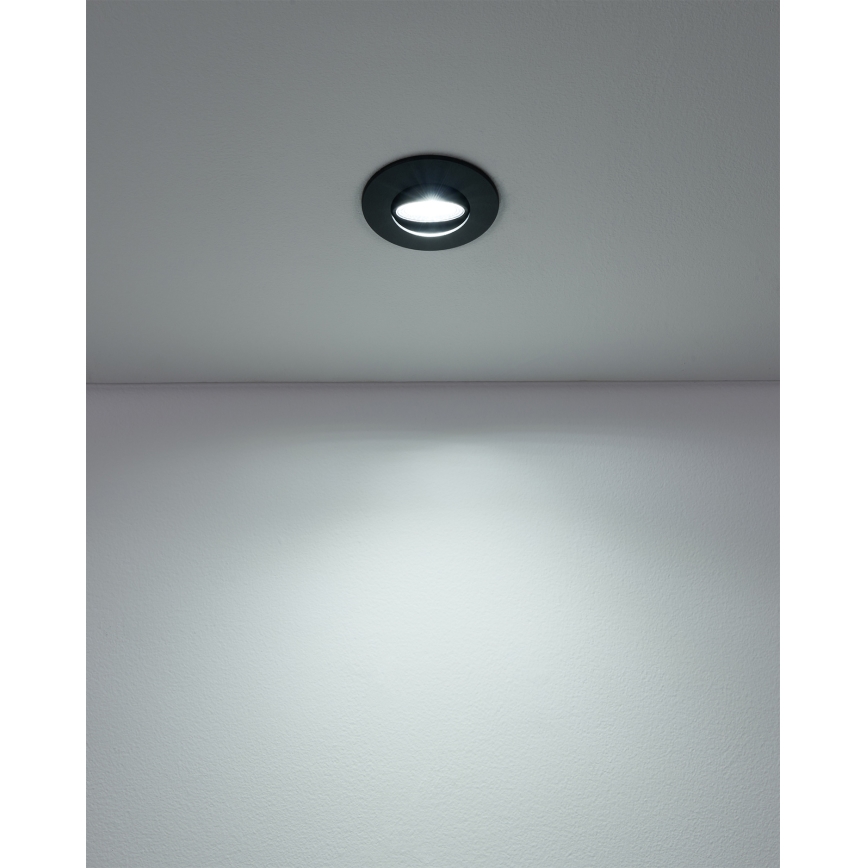Eglo - Set of 3 LED recessed downlights, 4.9 W, 230 V, 2700/4000/6500 K, Ø 9 cm, black