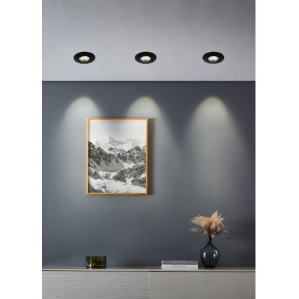 Eglo - Set of 5 LED recessed downlights, 4.9 W, 230 V, selectable color temperature 2700/4000/6500 K, Ø 9 cm, black