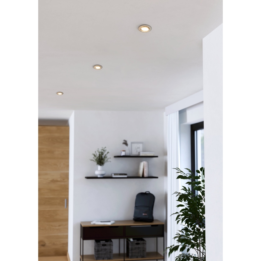 Eglo - Set of 3 LED recessed downlights, 4.9W, 230V, 2700/4000/6500K, Ø 9 cm, matte chrome