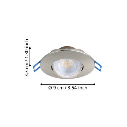 Eglo - Set of 7 LED Recessed Downlights, 4.9W/230V, 2700/4000/6500K, Ø 9 cm, Matte chrome
