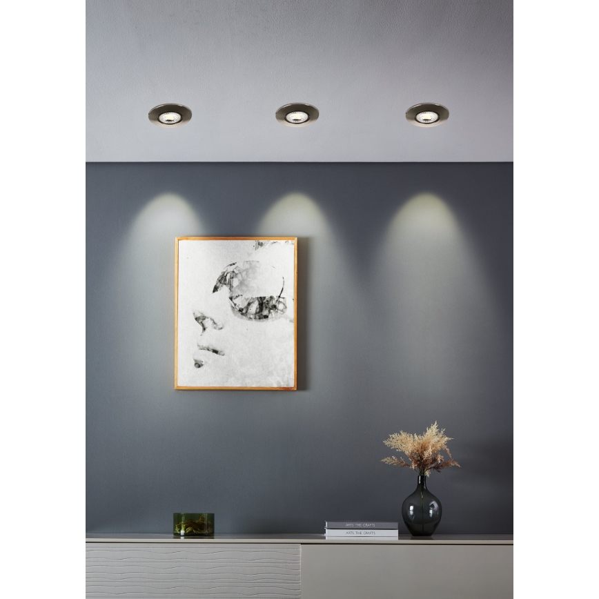 Eglo - Set of 10 LED recessed downlights LED/4.9W/230V 2700/4000/6500K Ø 9 cm matte chrome