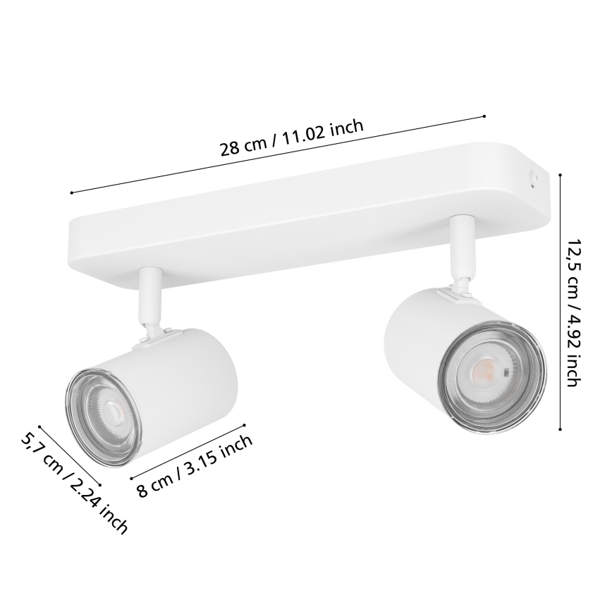 Eglo - Bathroom spotlight 2xGU10/5W/230V IP44 white