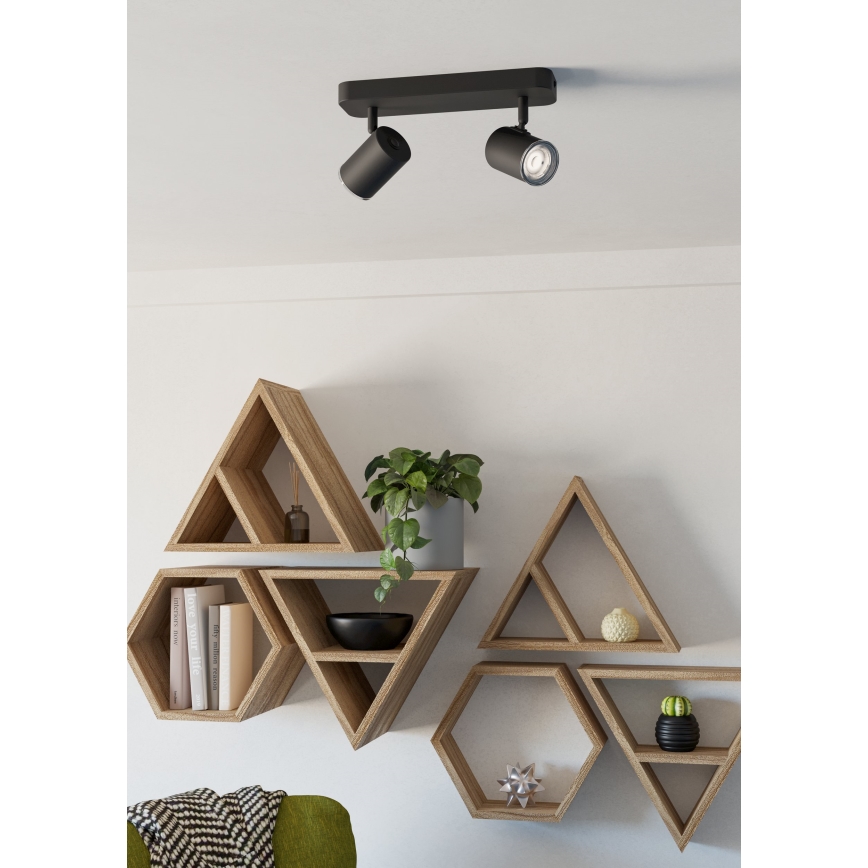 Eglo - Bathroom spotlight 2x GU10/5W/230V IP44 black