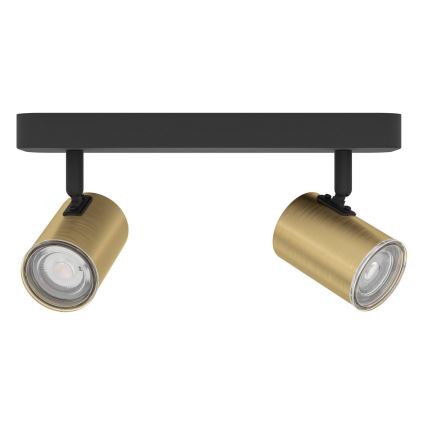 Eglo - Bathroom spotlight 2xGU10/5W/230V IP44 black/gold