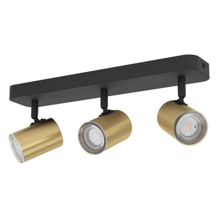 Eglo - Bathroom spotlight 3xGU10/5W/230V IP44 black/gold