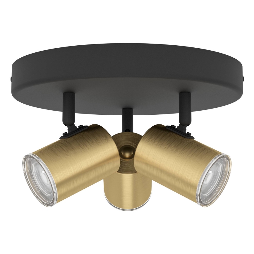 Eglo - Bathroom spotlight 3xGU10/5W/230V IP44 black/gold