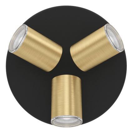 Eglo - Bathroom spotlight 3xGU10/5W/230V IP44 black/gold