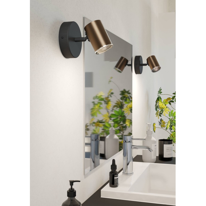 Eglo - Bathroom wall-mounted spotlight 1xGU10/5W/230V IP44 black/brown