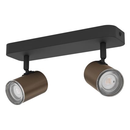 Eglo - Bathroom spotlight 2x GU10/5W/230V IP44 black/brown