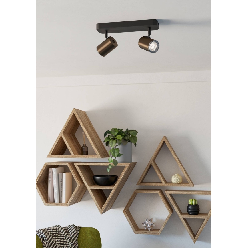 Eglo - Bathroom spotlight 2x GU10/5W/230V IP44 black/brown