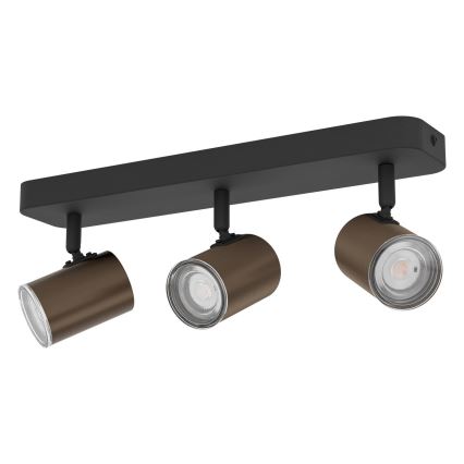 Eglo - Bathroom spotlight 3xGU10/5W/230V IP44 black/brown