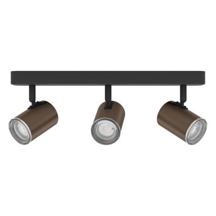 Eglo - Bathroom spotlight 3xGU10/5W/230V IP44 black/brown