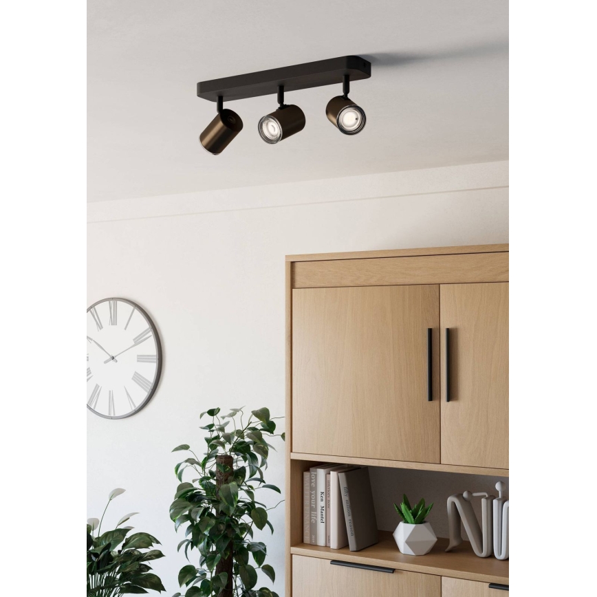 Eglo - Bathroom spotlight 3xGU10/5W/230V IP44 black/brown