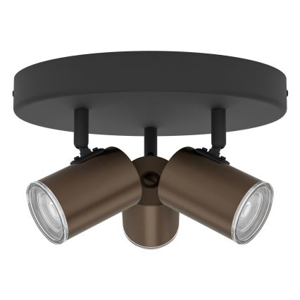 Eglo - Bathroom spotlight 3x GU10/5W/230V IP44 black/brown
