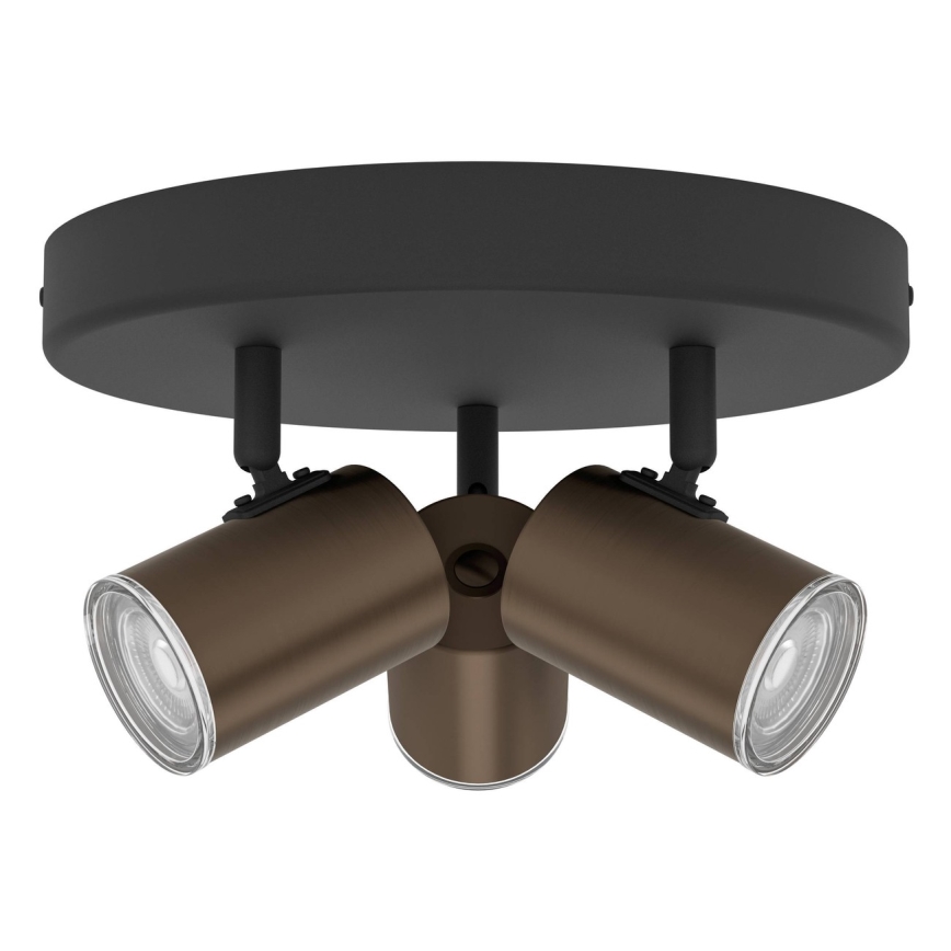 Eglo - Bathroom spotlight 3x GU10/5W/230V IP44 black/brown