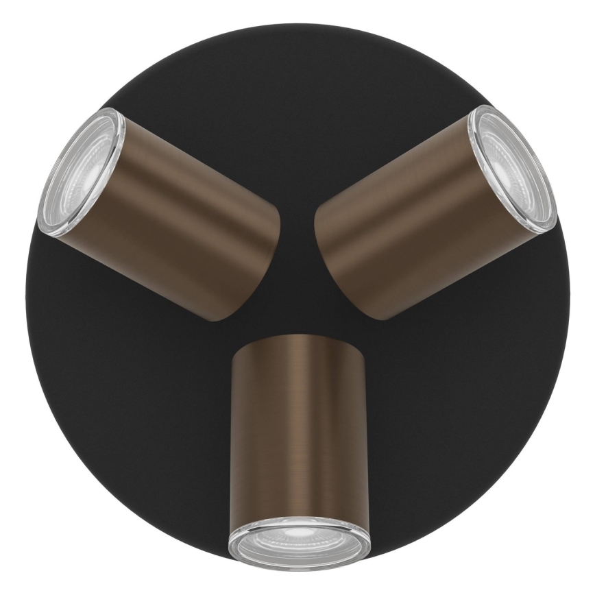 Eglo - Bathroom spotlight 3x GU10/5W/230V IP44 black/brown