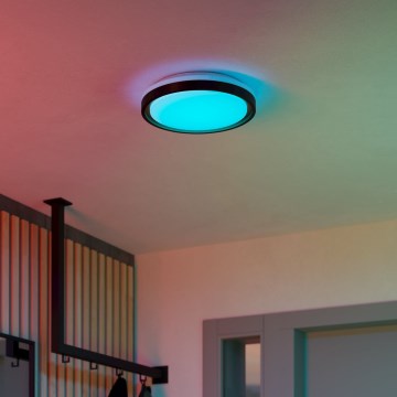 Eglo 300684 - LED RGBW Dimmable ceiling light MALERAMARA-Z LED/14W/230V 2700-6500K Ø 35.7 cm Black/Gold + remote control