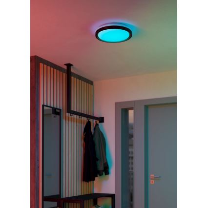 Eglo 300684 - LED RGBW Dimmable ceiling light MALERAMARA-Z LED/14W/230V 2700-6500K Ø 35.7 cm Black/Gold + remote control
