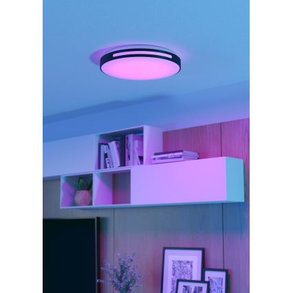 Eglo 300687 - MONTEGRANARO-Z LED RGBW Dimmable Ceiling Light, LED/18.5W/230V, Tunable White 2700–6500K, Ø 39.4 cm, Black + Remote Control