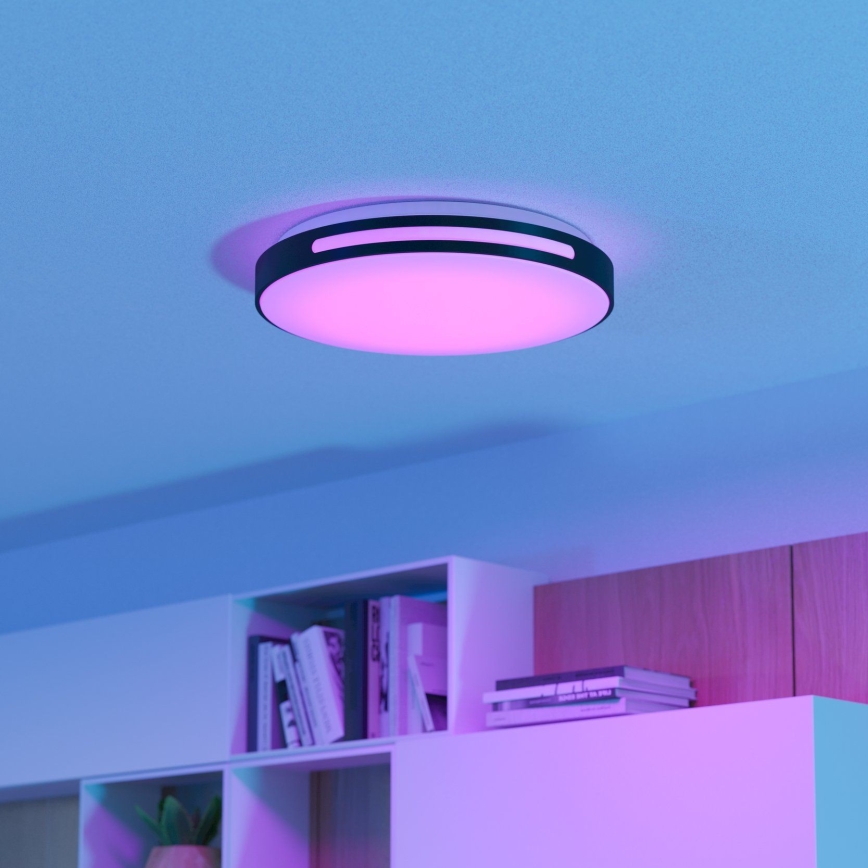 Eglo 300687 - MONTEGRANARO-Z LED RGBW Dimmable Ceiling Light, LED/18.5W/230V, Tunable White 2700–6500K, Ø 39.4 cm, Black + Remote Control