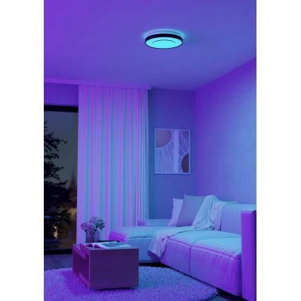 Eglo 300688 - MONTERIGGIONI-Z LED RGBW Dimmable Ceiling Light, 18.5W/230V, 2700–6500K, Ø 38.4 cm, Black, with Remote Control