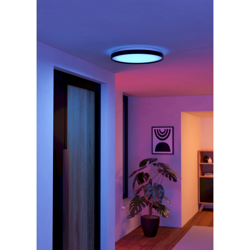 Eglo 300692 - MOZONCILLO-Z LED RGBW dimmable ceiling light, LED/28.3W/230V, 2700-6500K, Ø 48.4 cm, black + remote control