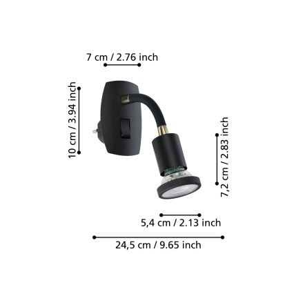 Eglo - LED plug-in fixture 1xGU10/4,5W/230V black