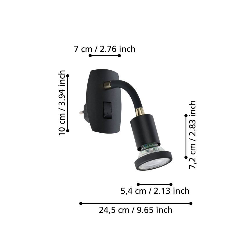 Eglo - LED plug-in fixture 1xGU10/4,5W/230V black