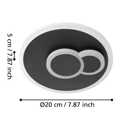 Eglo - LED Ceiling light LED/7,8W/230V d. 20 cm black