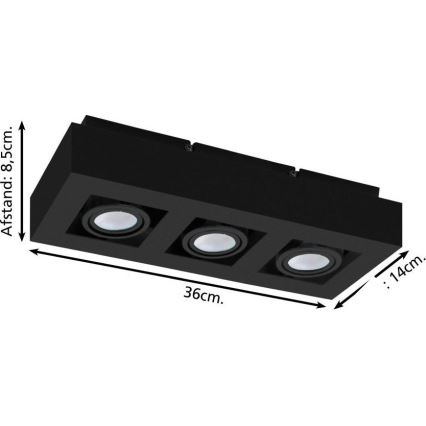 Eglo 31064 - MENDOZA LED Spotlight 3xLED/4.7W/230V 3000K Black