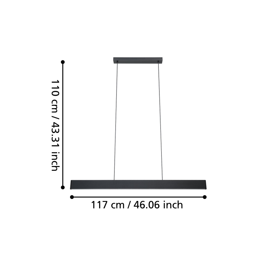 Eglo 31433 - LED RGBW Dimmable chandelier on a string ANDREAS-Z LED/38W/230V 2700-6500K black