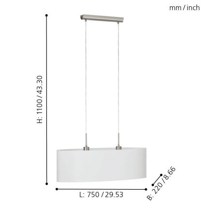 Eglo - Chandelier on a string 2xE27/60W/230V