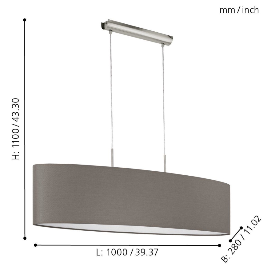 Eglo 31587 - Chandelier on a string PASTERI 2xE27/60W/230V