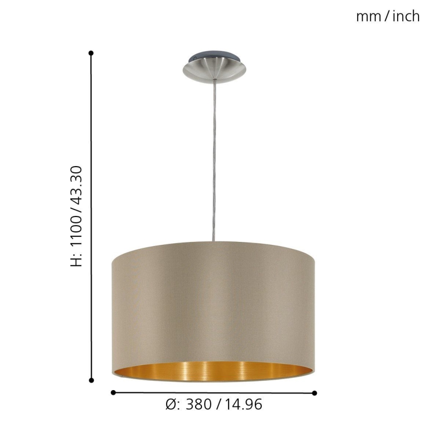 Eglo - Chandelier on a string 1xE27/60W/230V taupe